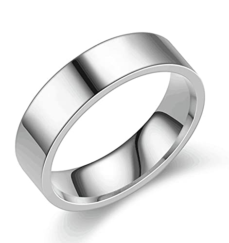KnBoB Promise Rings - Anillos de boda para mujer, 8 mm de acero inoxidable con espejo liso y plata