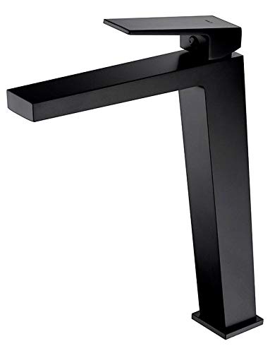 IMEX - Grifo de lavabo monomando de baño caño alto para agua fría y caliente - serie ART Negro Mate - BDAR025-3NG