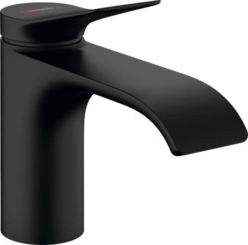 hansgrohe Vivenis Grifo monomando de lavabo 80 con vaciador automático, negro mate, 75010670