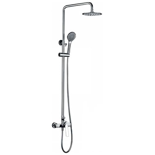 IMEX - Barra conjunto de ducha extensible, Conjunto monomando, Grifería de baño, Columna de ducha Luxor Cromado - BDX023