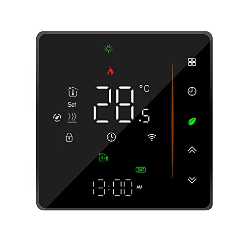 Qiumi Smart Wifi Termostato de color para calefacción individual de caldera de gas/agua funciona con Alexa Google Home Dry Contact, pantalla de luz LED Proteja sus ojos, 5A 95~240VAC