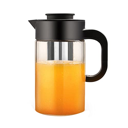 Jarra de agua, jarra de vidrio con tapa, se aplica a la jarra de vidrio calentada o refrigerada, fácil de limpiar, for jugo, té, leche, café, bebidas frías y calientes (Color : Black1500ML stainless