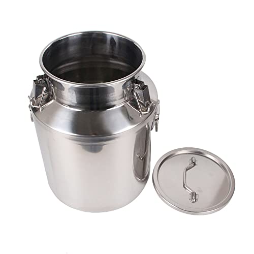 Cubo de Lata de Leche de 7 capacidades, Cubo de Jarra de fermentación de Leche de Barril de Almacenamiento de Aceite de Acero Inoxidable 201 con Tapa sellada, para Leche casera, café, Sopa / 35L (35L