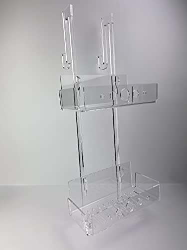 IKONA Estantería baño de plexiglás para el cristal de la ducha - sin tornillos visibles, a presión | Marco de plexiglás de 8 mm de grosor | Fabricado en Italia (L 26 x P 12 x H 65 cm)
