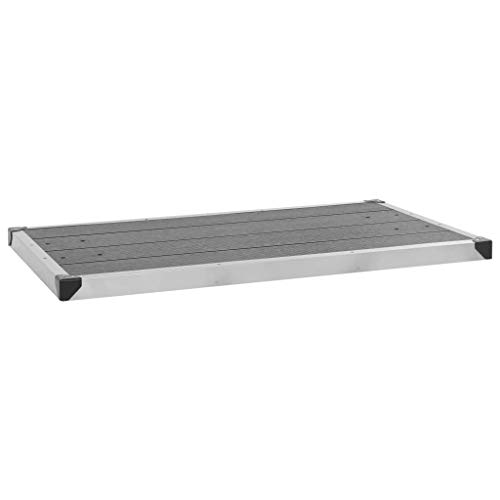 vidaXL Plato de ducha de jardín WPC acero inoxidable gris 110x62 cm