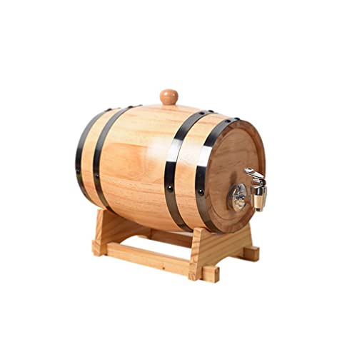 Generic Barril de madera de 3 litros, barril con grifo de acero inoxidable, barril para vino, cerveza, whisky, dispensador de cerveza, mini barril, decoración de bar del hogar, barril de vino vintage