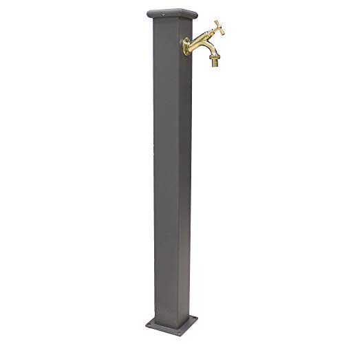 Fonderia Bongiovanni Fuente de columna de acero con grifo brillante 303L para exterior casa jardín modelo Olimpia color gris hierro fundido