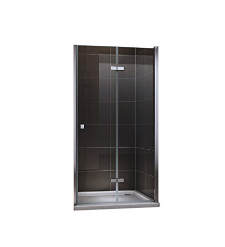 Puerta de ducha plegable de cristal de seguridad transparente 80 – 120 x 190 cm, transparente