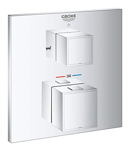 Grohe Grohtherm Cube 24155000 - Batería para bañera con termostato y cambio de 2 vías, Cromo, Cuadrado