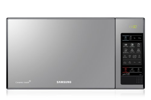 SAMSUNG GE83X Microondas con Grill, Potencia 800W/1200W, 23 Litros de Capacidad, Interior Cerámico Enamel, 6 niveles de potencia, Color Acero Espejo, 48.9 x 35.4 x 27.5 cm