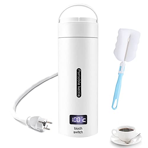 AVCXEC Hervidor de Agua Portatil Electrico, 3 en 1 Mini Hervidor de Agua Viaje, Ioxidable Hervidor Agua Electrico Pequeño con 4 Ajustes de Temperatura para Hacer Leche, Café y Té