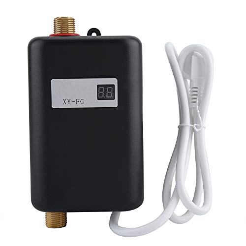 Calentador de agua sin depósito 220 V 3800 W eléctrico mini calentador de agua instantáneo, ideal para el cuarto de baño, cocina, hogar, lavado (negro)