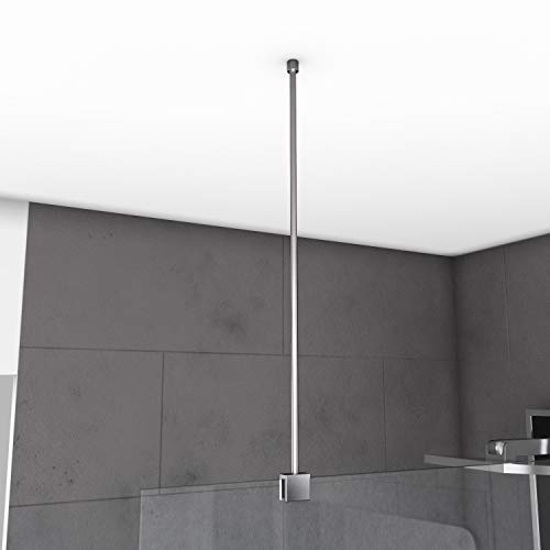 MARWELL Barra de sujeción para pared de ducha, barra estabilizadora recta, cromo, 60 cm, para montaje en techo, adecuada para mamparas de ducha con grosor de cristal de 6 a 8 mm