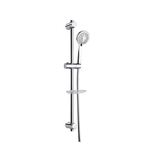 Ramon Soler 99H300927 Hidroterapia - Barra de ducha de metal cromado, con soportes de fijación a pared adaptables, teleducha y flexo
