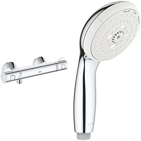 Grohe Grohtherm 800 Termostato De Ducha, Tecnología Termostática Para Un Control De Temperatura Preciso (Ref. 34558000) + New Tempesta 100 Alcachofa De Ducha 3 Chorros (Ref. 28261002)