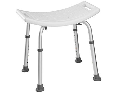 Vendeur pro Taburete de ducha curvado ajustable en altura, silla de ducha estable y segura, taburete de baño para personas con discapacidad, ancianos y mujeres embarazadas