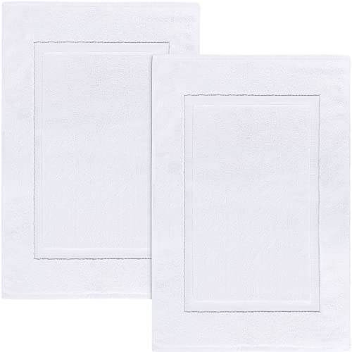 Utopia Towels - Alfombrillas de baño, alfombra baño - 100% algodón lavable en la lavadora (paquete de 2, 53 x 86 cm,Blanco) - altamente absorbente