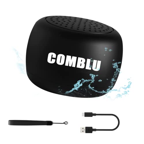 COMBLU Altavoz Bluetooth, mini altavoz Bluetooth portátil IPX7 resistente al agua, micro diseño para regalo, tarjeta TF, soporte para uso al aire libre, ducha, fiesta, senderismo (negro)