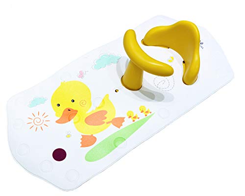 Asiento de seguridad para bañera BBCare, antideslizante, para bebé, extra largo con indicador de temperatura del agua naranja Yellow Duck