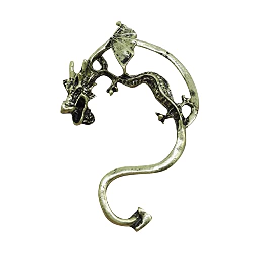 OIUHJN Pendientes de dragón volador de moda personalizados con diseño de dragón con clip para oreja, pendientes de tres dimensiones, pendientes de moda para gatos, dorado, Talla única