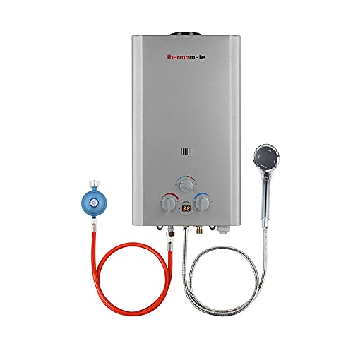 Thermomate BE318S - Calentador de agua de gas propano (12 L, portátil, ducha de gas propano instantáneo, 24 kW, 50 mbar, para camping, caballos y caballos)