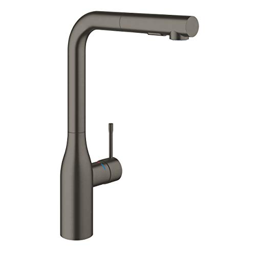 Grohe Essence New - grifo monomando fregadero L-caño ducha dual - Brushed Hard Graphite