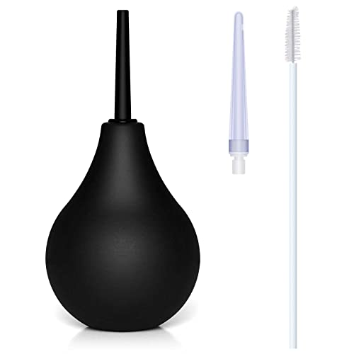 Melao Bombilla Enema para hombres, ducha anal para mujeres, limpiador vaginal o anal reutilizable con boquilla suave y lisa, 224 ml (negro)