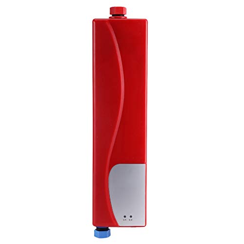 Mini calentador eléctrico instantáneo, 220 V, 3000 W, calentador sin depósito, mini tankless calentador de agua portátil caliente instantáneo para cocina baño (rojo)
