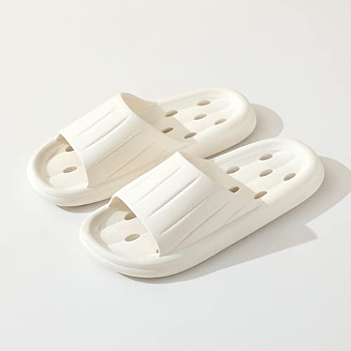 Zapatillas de baño para parejas,Con agujero de drenaje Hombre de Piscina y Playa Mujer Zapatillas Casa Verano Antideslizantes Sandalias de Ducha Pantuflas Suela Gruesa (Size:EU 36-37,Color:Blanco)