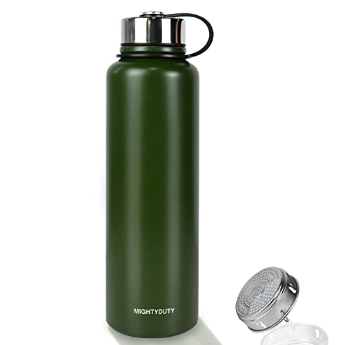 MIGHTYDUTY 1100/1500ML Termo botella de agua aislada al vacío de acero inoxidable portátil 6 – 24 horas caliente y refrigerante vaso de agua para correr yoga fitness color verde tamaño 1500ML