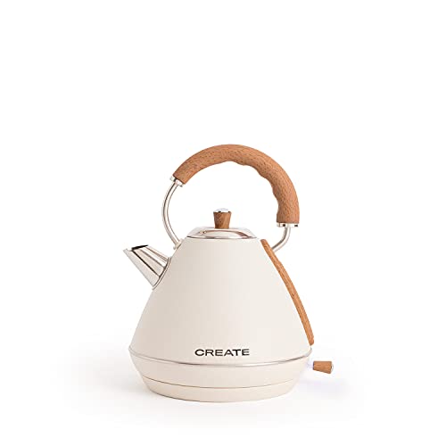 CREATE/KETTLE RETRO L/Hervidor de agua eléctrico Blanco Roto / 1,7L / Ebullición Rápida, Apagado Automático y Protección contra la Ebullición en Seco