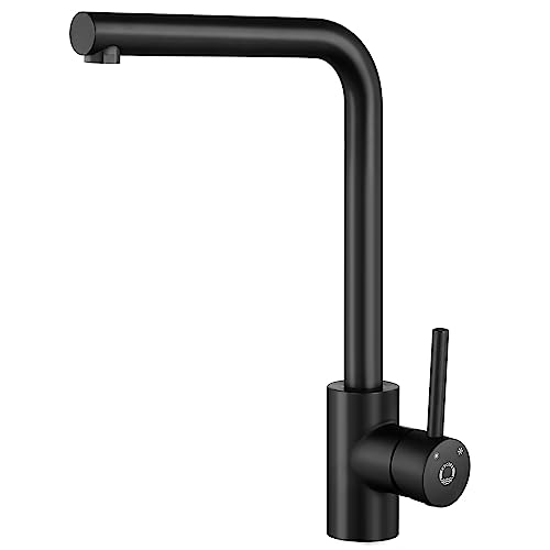 Grifo de cocina CECIPA, grifo con caño alto giratorio de 360 ​​°, grifo monomando de cocina, grifo de fregadero con conexión estándar G3/8, grifo de fregadero monomando para fregadero de cocina, negro