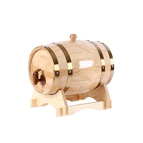 HWhome 1.5L/3L/5L/10L/20L/25L/30L/50L Barril De Madera De Roble para Whisky，Vino，Tequila，Ideal para Fiestas Regalos，Color Madera(Size:50L)