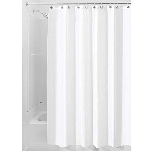 iDesign Cortinas de baño de tela, cortina impermeable de poliéster con tamaño de 180,0 cm x 200,0 cm, cortina de ducha lavable con borde reforzado, blanco