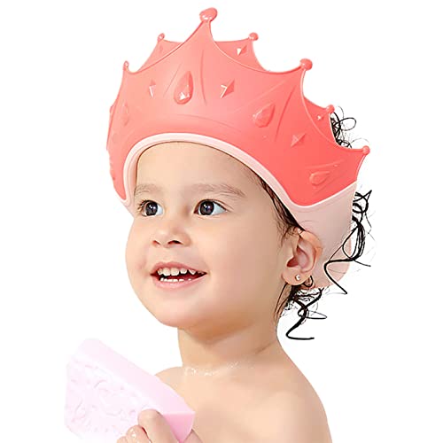 FUNUPUP Gorro Ducha Niños, Sombrero Baño Bebé, Ajustable Visera Baño Niños, Gorro Champu Bebé, Gorra Ducha Bebé Impermeable, Visera Baño Bebé, Protege Los ojos y las orejas para Niños Bebés (Rosa)