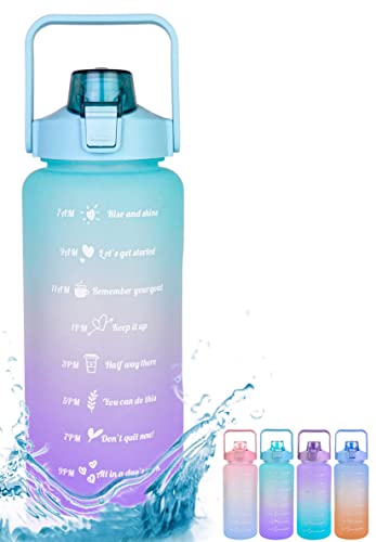 Collwin 2 litros botella agua deporte con marcador de tiempo y pajita,sin BPA,a prueba de fugas,jarra de gran capacidad de 2 litros,botella de agua deportiva para Fitness,gimnasio al aire libre