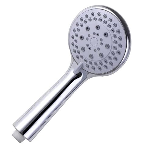 Alcachofa de ducha universal, con 5 chorros. Ahorra un 20% de agua. Ajuste universal, ABS cromado, alcachofa con boquilla de silicona y mango ergonómico. (23,5x11cm).(Redonda)