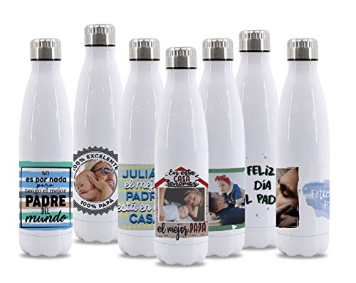 Getsingular Botellas de Agua para papá | Botellas térmicas Día del Padre | Libre de BPA | Bebidas frías 24h y Calientes 12h | Diseño Escrito