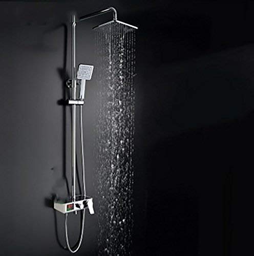 HYY-AA montaje Conjunto de ducha de cobre pantalla mezclador de la ducha termostática moderno de la pared LED digital de ducha cuadrado, plato de ducha, de 9 pulgadas de plata
