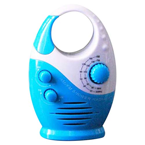Radio de ducha impermeable, botón de altavoz de baño, volumen ajustable, radio AM/FM con asa superior para uso en interiores y exteriores