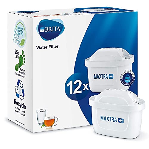 BRITA Cartuchos de filtro de agua de repuesto MAXTRA+, compatibles con todos BRITA jarras: reducen el cloro, la cal y las impurezas para un excelente sabor, paquete de 12