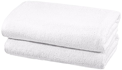 Amazon Basics - Juego de 2 toallas de secado rápido, 2 toallas de baño - Blanco