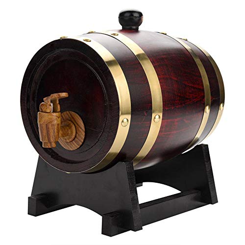 1.5l / 3l / 5l / 10l barril de madera barriles de cerveza barril de vino con grifo, tapón y soporte de madera, cerveza casera cerveza barril de cerveza, perfecto para cerveza whisky o vino(1.5L)
