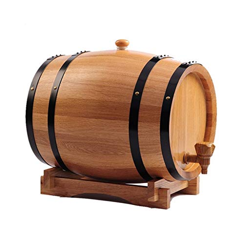 Hairutcloakj barril de vino barril de barril de vino de 3 L a 50 L, barril de roble casero, brandy/whisky/cerveza (capacidad: 5 L, color: madera) 50 l|color madera