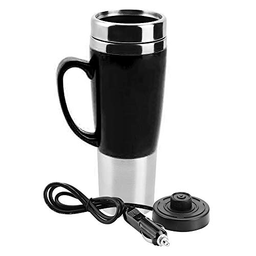 12V Caldera de Calefacción Eléctrica para Coche Portátil,450ML Caldera de Agua taza de beber Taza de la Calefacción del Viaje del Coche del acero inoxidable para Agua Té Café Leche(12V)