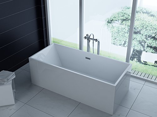 Trade-Line-Partner Bañera independiente de 170 x 80 cm + bañera acrílica con desagüe y rebosadero (jacuzzi, ducha, baño)