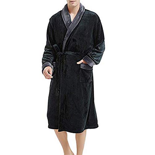 AleXanDer1 Albornoces Hombre de Invierno Alargado de Felpa de Chal de Felpa Ropa de hogar Ropa de Manga Larga túnica de Bata Bata (Color : Gray, Size : 5X-Large)