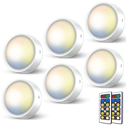 Luz Vitrina LED Sin Cable - 3 Colores Regulable Foco LED Pilas Interior Luces Armario con Mando a Distancia Luz Nocturna con Pulsador Luz LED Bajo Mueble Cocina Inalambrica Lámpara Escalera Adhesivo