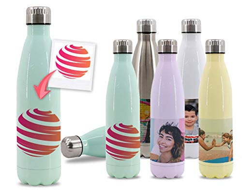 Getsingular Botellas de Agua de Acero Inoxidable Personalizadas con Tus Fotos y Texto | Botellas térmicas de Doble Capa | Libre de BPA | Bebidas frías 24h y Calientes 12h | 350 ml / 500 ml / 1L