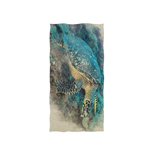 725 Towels Tortuga Marina del Océano Absorbent Bath Towels Súper Suave Toallas De Playa Altamente Absorbente Beach Towel 40X70Cm para Sauna, Yoga, Ducha